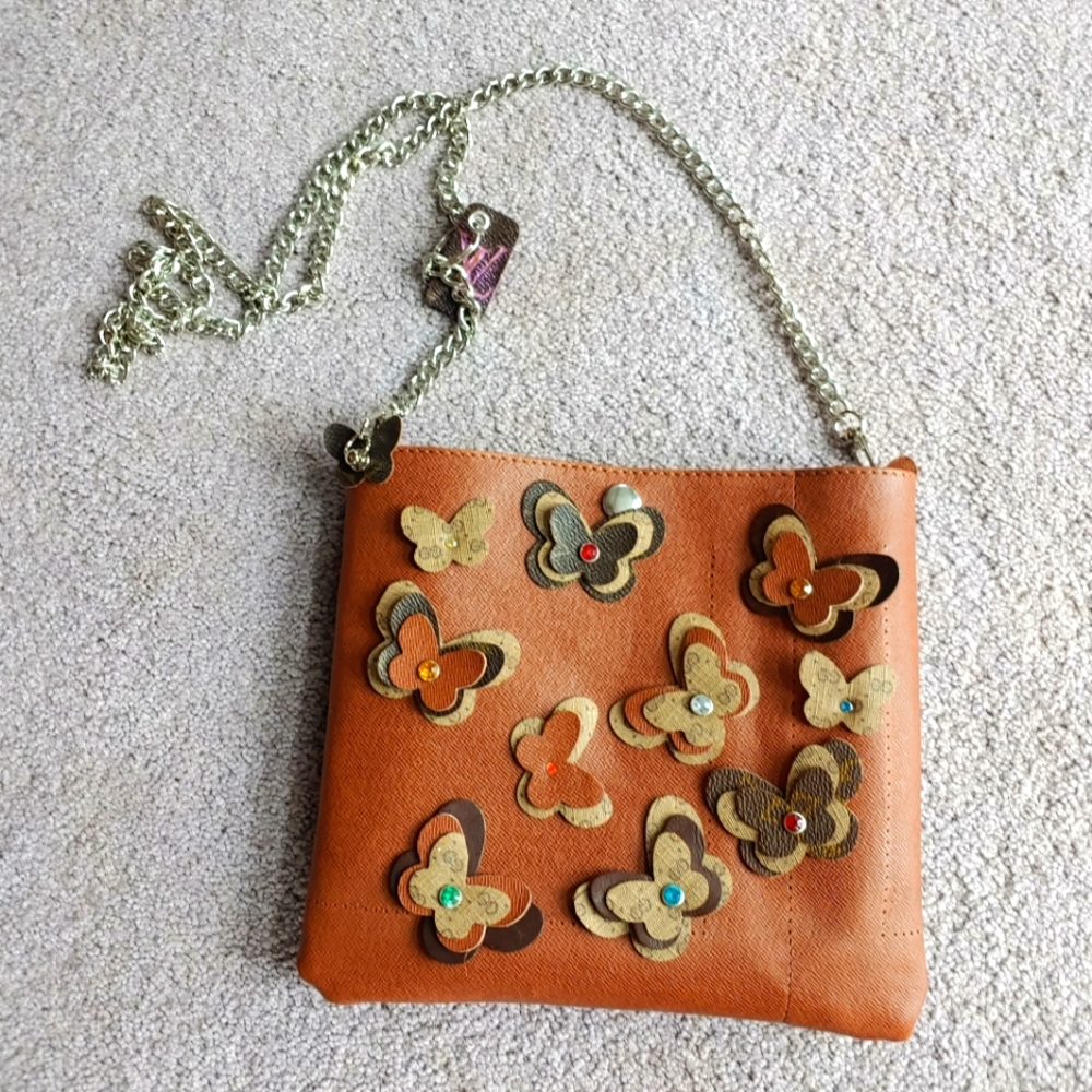 Authentic leather with 100% Authentic leather & canvas butterflies